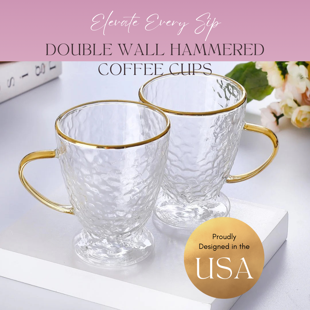 Hammered Double Wall Glass Coffee Cups - Sister.ly Drinkware