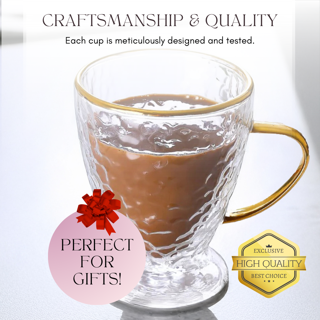Hammered Double Wall Glass Coffee Cups - Sister.ly Drinkware