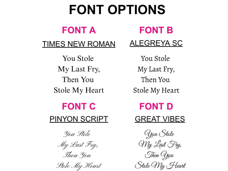 Comparison of four different fonts with sample text on a white background