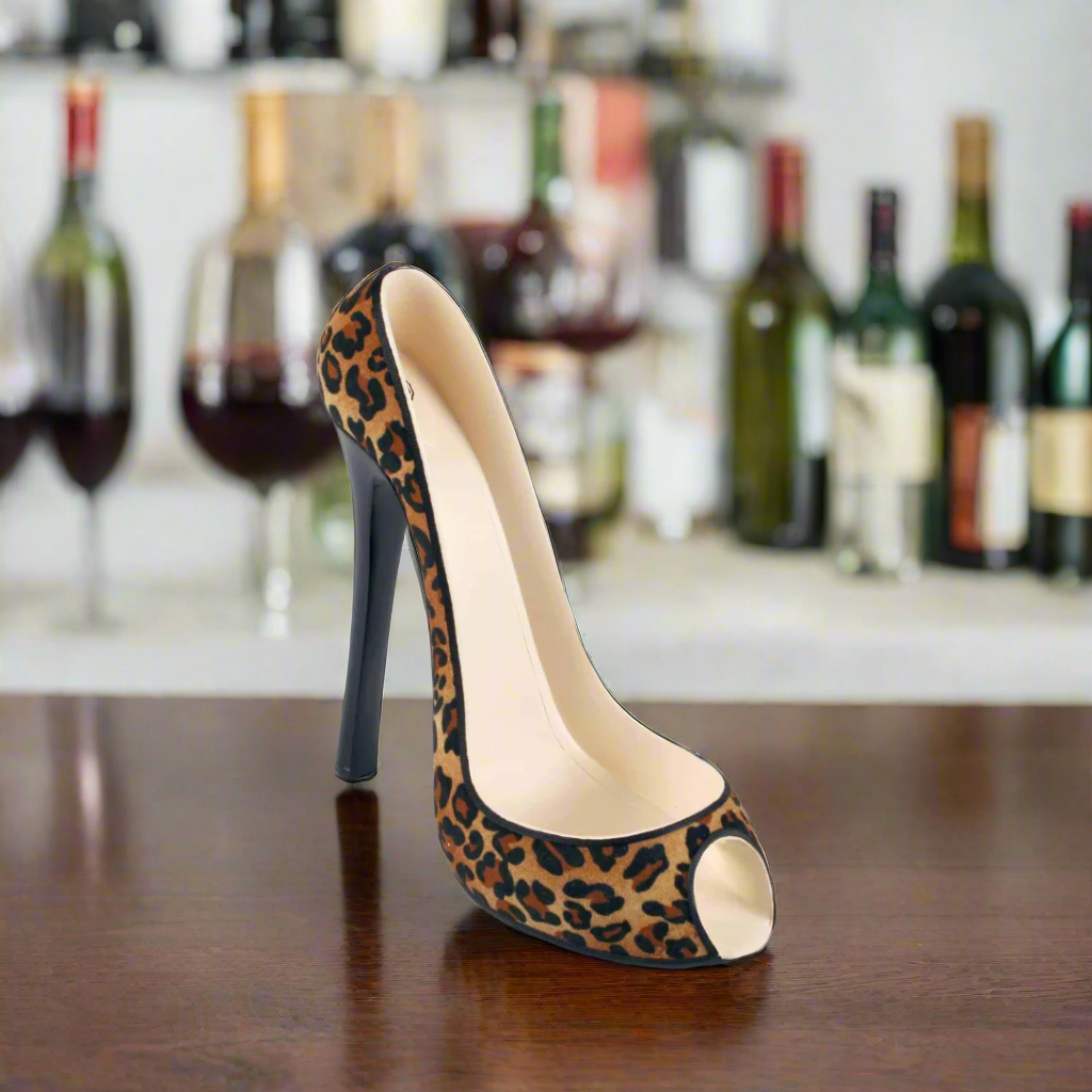 High Heel Leopard Print Wine Bottle Holder - Sister.ly Drinkware