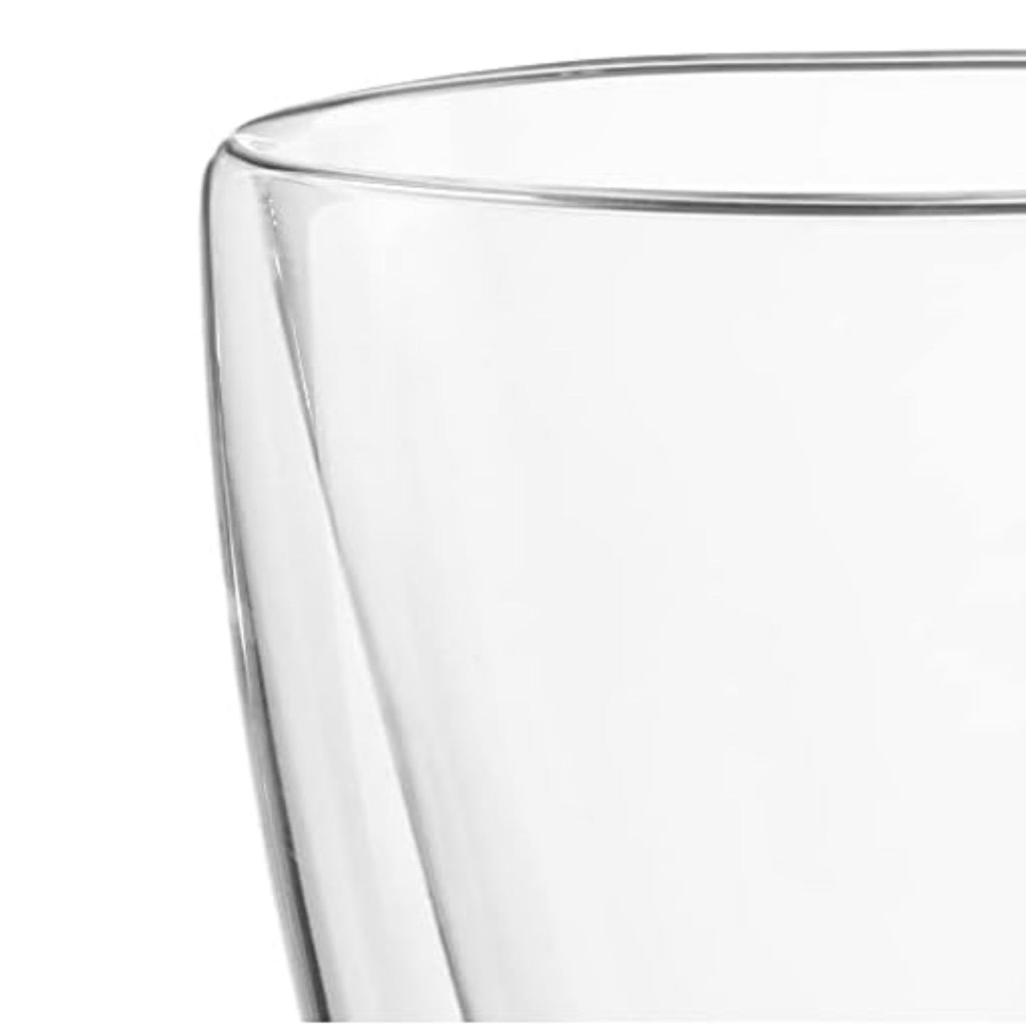 Clear glass tumbler on a white background