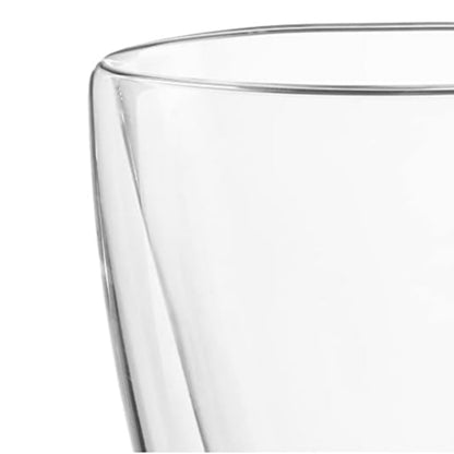 Clear glass tumbler on a white background