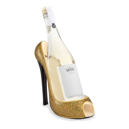 Gold high heel wine bottle holder