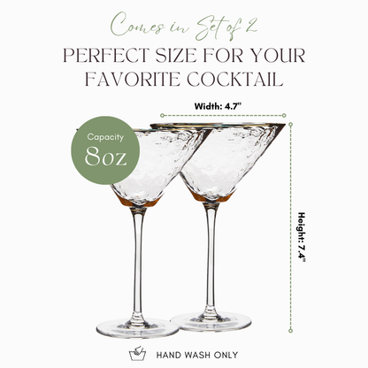 Clear Hammered Cocktail Glasses - Sister.ly Drinkware