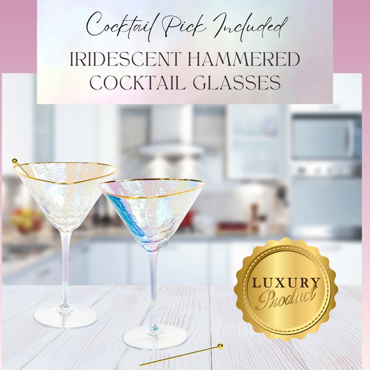 Iridescent Hammered Cocktail Glasses - Sisterly Drinkware