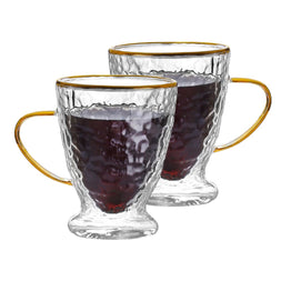 Hammered Double Wall Glass Coffee Cups - Sister.ly Drinkware