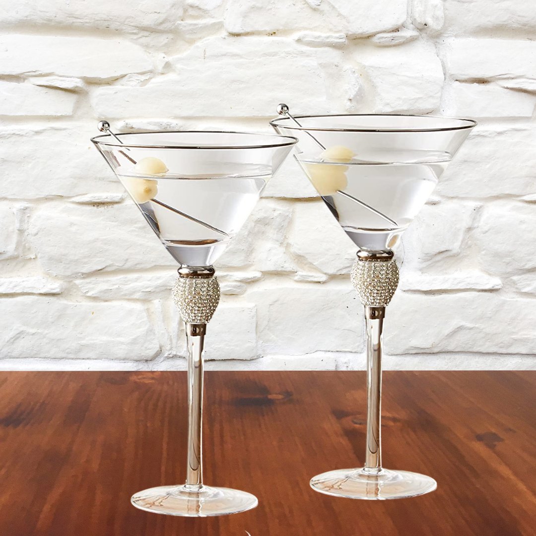 Silver Rhinestone Martini Glasses – Sister.ly Drinkware
