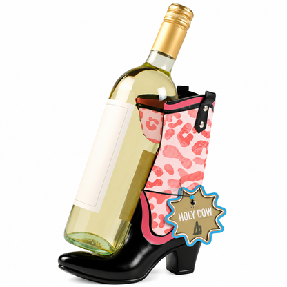 COWBOY BOOT BOTTLE HOLDER, PINK, LEOPARD