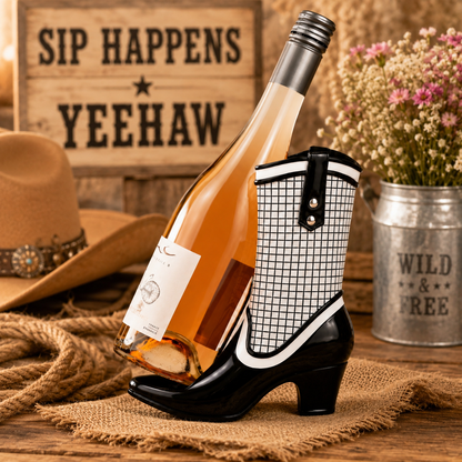 COWBOY BOOT BOTTLE HOLDER, DISCO, GLITTER