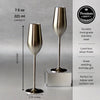 Silver Unbreakable Stainless Steel Champagne Flutes, Set of 2 - Sister.ly Drinkware