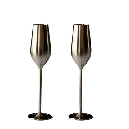 Silver Unbreakable Stainless Steel Champagne Flutes, Set of 2 - Sister.ly Drinkware